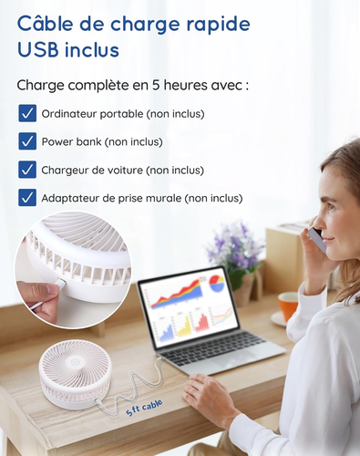 Ventilateur Silencieux Avec Télécommande, Portable Pliable Ventilateur, Ventilat - Photo 6/12