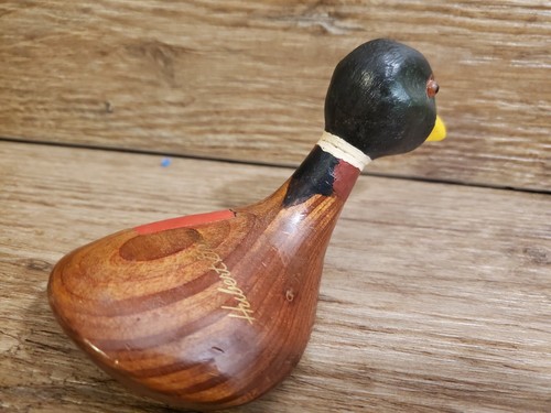 RARE Vintage Northwestern Driver Duck Golf Club Carved Wooden Paperweight - Picture 2 of 3