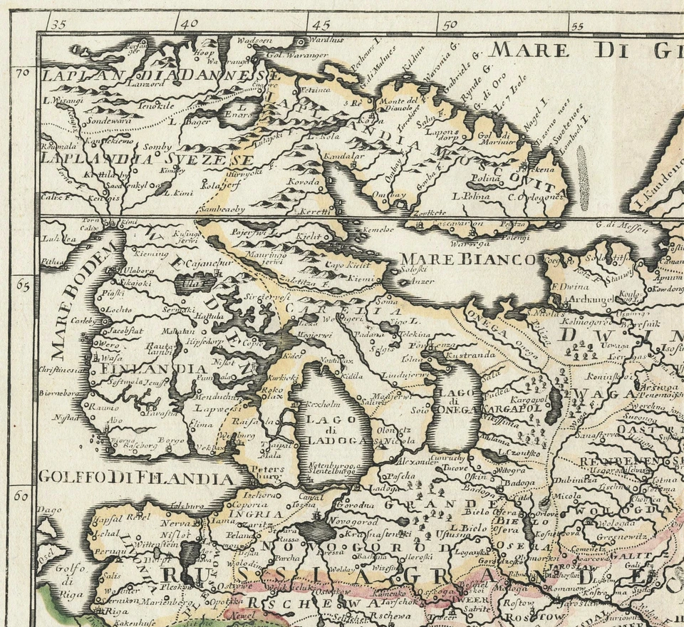 Antique Map "Nuova Carta della Moscovia o Russia" Albrizzi - Tirion, 1740 - Image 3 of 4