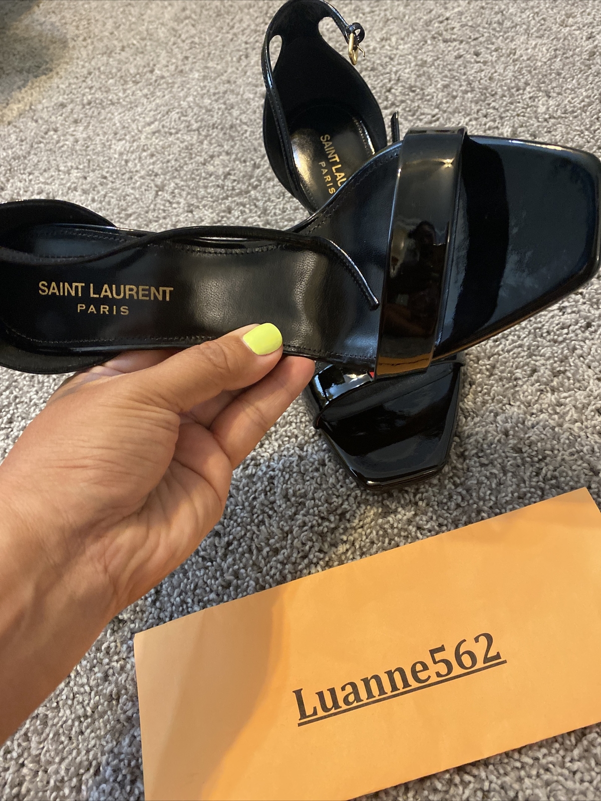 Saint Laurent Sandalo Ambra Nero