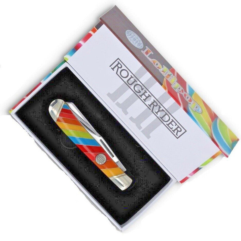 Rough Ryder pocket knife Trapper LOLLIPOP Handle Display case gift box