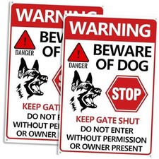 Beware of Dog Sign 2PCS - Beware of Dogs Signs for Fence, Do Not Enter Red