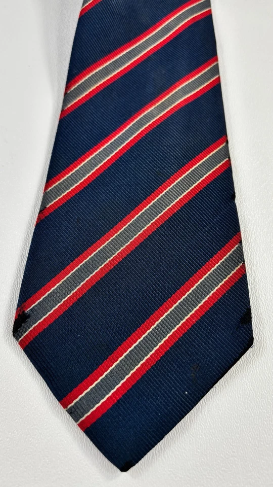 Мужской галстук Turnbull & Asser 100% шелк Repp темно-синий с красными полосками длина 58 дюймов - Изображение 2 из 4