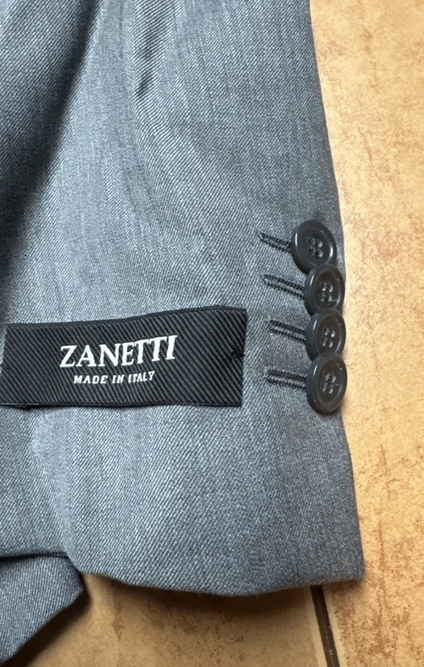 NEW ZANETTI Suit Sz 36R Pants 30 x UNF Gray 2 Button Made in Italy 100% Wool NWT - Image 3 of 4