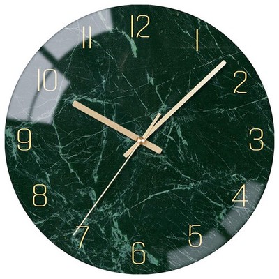VIKMARI Glas Wanduhr leise nicht tickende Uhren - 12 Zoll, dunkelgrün 