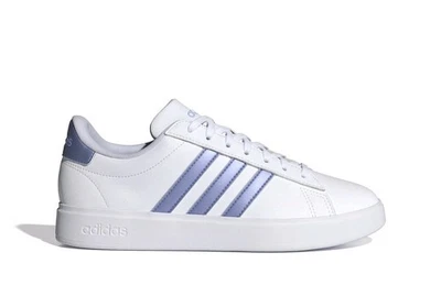 Womens Adidas Grand Court 2.0 Sz 7 White Purple Blue Spark Metallic Shoes NEW - Image 1 of 4