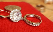 Sparkly Dangle Silver Earrings with Moissanite Style Stones 925 Sterling Silver