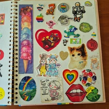 Vintage 1980s Sticker Album Book Puffy Hello Kitty Snoopy Apple Garbage Pail