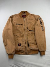 Snap On Tools Jacket Small Men Bomber Quilted Brown Canvas Work Limited Edition