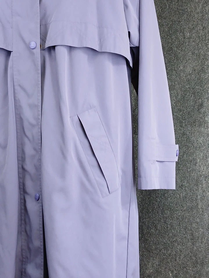 Vintage LL Bean Coat Duster Purple with Detachable Wool Liner and Hood Size S - Image 3 of 4