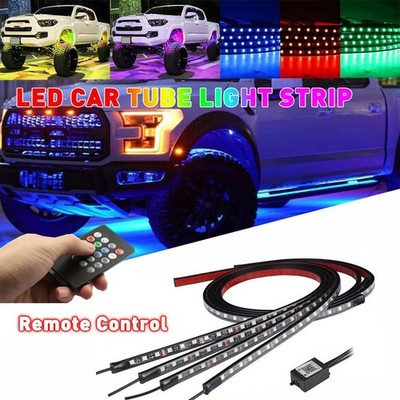 4pcs RGB 8 Color LED Strip Light Kit Under Car Tube Underglow Underbody System D