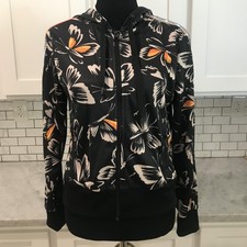 Adidas Hoodie Womens Small FARM Rio Butterfly Print Full Zip Logo Tape EI4815