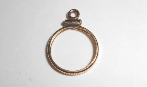 Estate US $1 Gold Indian Coin Bezel Pendant One Dollar Jewelry New Old Stock A24