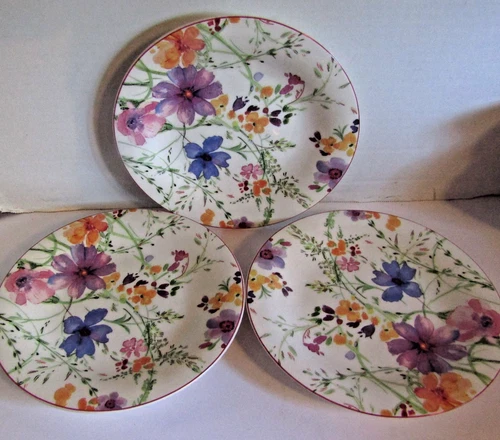 Lot of 3 Mariefleur Salad Plates, Villeroy and Boch Floral 8.5"