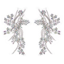 2Pcs Multicolor Rhinestone Applique Patches for Dresses Wedding, 11 x 7 Inches
