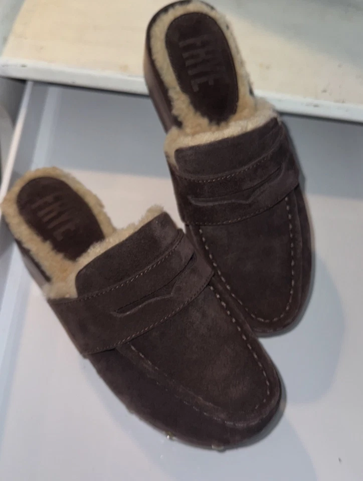 Zueco de madera de oveja Frye & Co Melody para mujer 6 gamuza marrón chocolate nuevo sin caja Foto 2 de 4