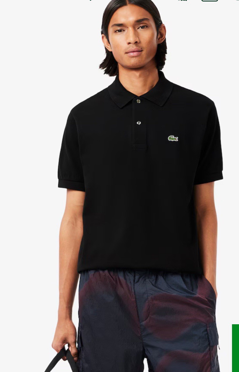 Lacoste Polo Shirt Mens 8 Regular Fit Black Cotton Short Sleeve Casual