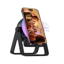 4 in1 Wireless Induction Speaker Phone Stand, Cell Phone Stand with Bluetooth 