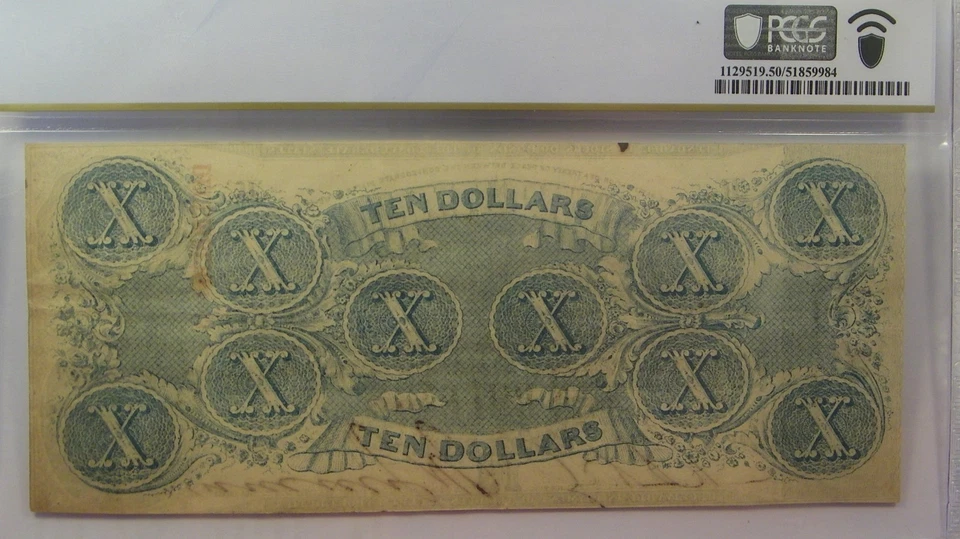 T-59 1863 $10 CONFEDERATE CURRENCY PCGS AU 50 - Image 2 of 2