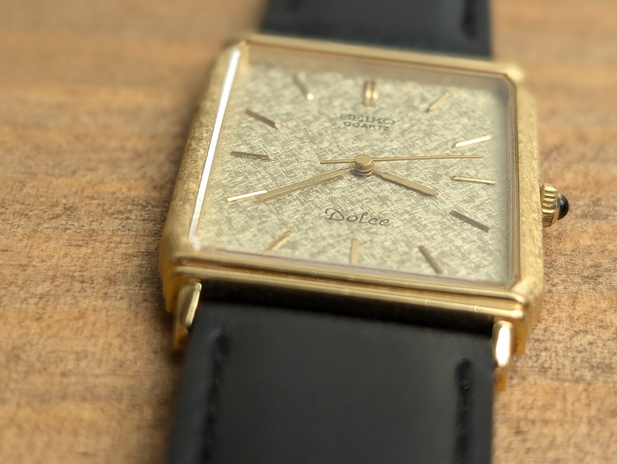 1986 SEIKO Dolce 7731-5230 Gold Dial Quartz Men's Watch Vintage