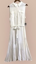 Simply Vera Wang White Sleeveless Tiered Maxi Dress Sundress with Tie Waist NWT