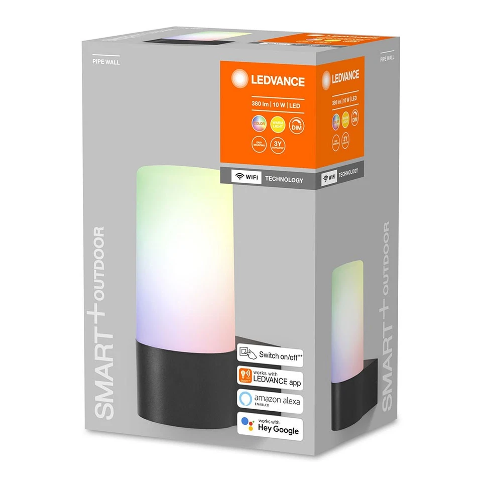 LED Smart+ Außenwandlampe Pipe Dunkelgrau IP44 10W RGBW 3000K Dimmbar App WiFi - Bild 3 von 4