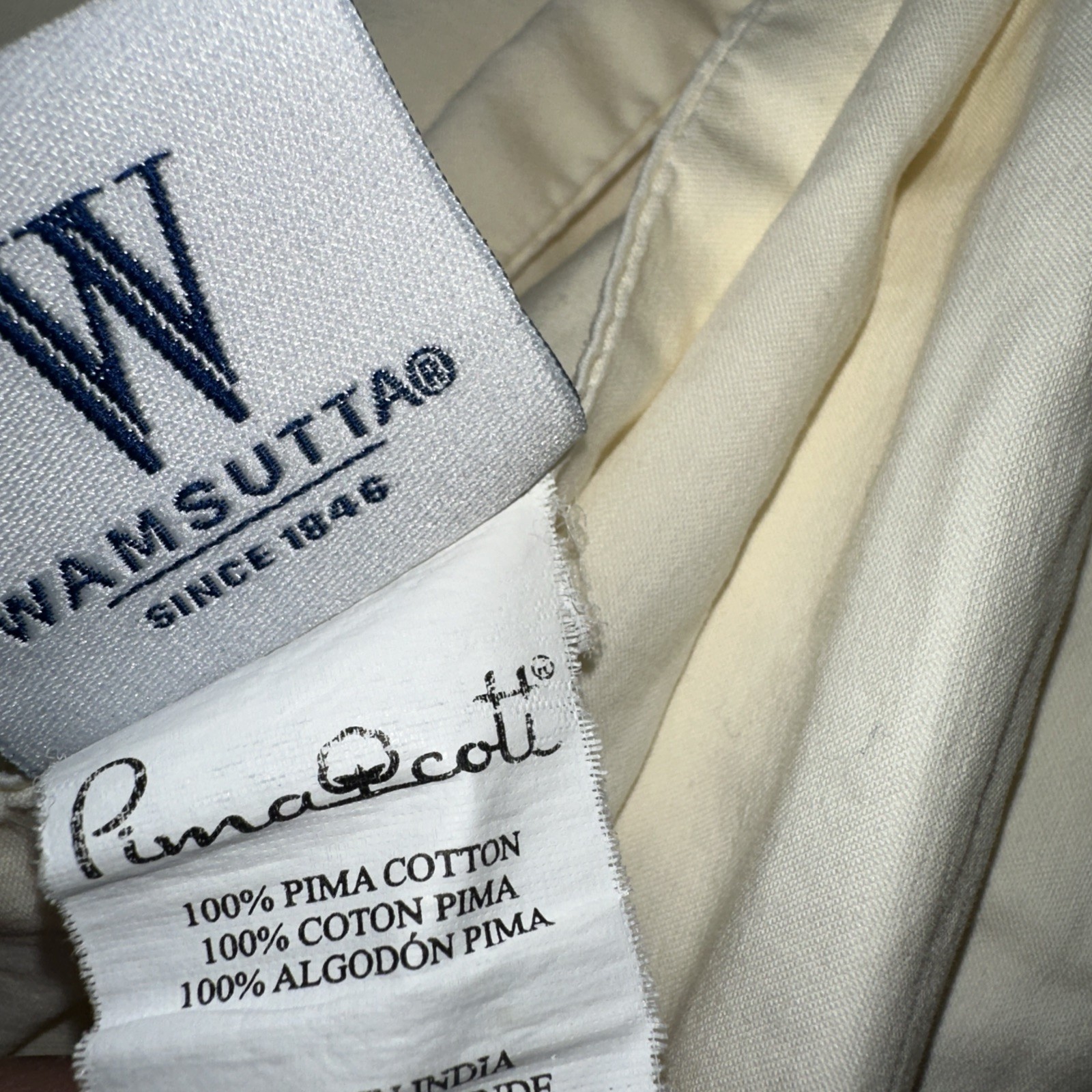 Wamsutta Pima Cotton King Sheet Ivory Cream 625TC, 1 Flat, 1 Pillow Case