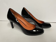 Via Spiga Patent Leather Pumps Open Toe Heels Black 8.5