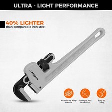 Llave de tubería de aluminio de 10 pulgadas llave de plomería ajustable para accesorios de tubería