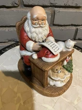 Vintage Homco 5601 Santa Checking His List Figurine Ceramic Kitten Cat Christmas