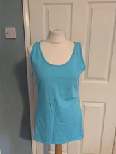 Ruth Langsford Essentials Basic Vest Cotton Blend Turquoise New Size Medium