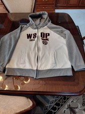World Series of Poker 2014 Full Zip Hooded Graphic Hoodie Gray White 2XL