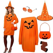 5 Pcs Halloween Pumpkin Costume Set for Women Adult