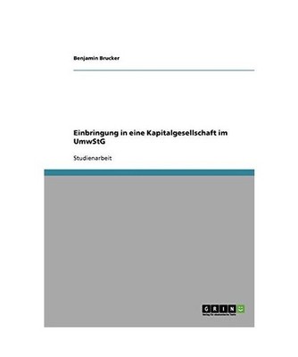 Einbringung in eine Kapitalgesellschaft im UmwStG, Brucker, Benjamin