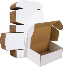 9X6X4 Inches Shipping Boxes Set of 25, White Corrugated Cardboard Box Literature