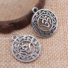 Clearance 20PCS, Antique Silver OM, OHM YOGA Charm Pendant, Filigree Fitness Je