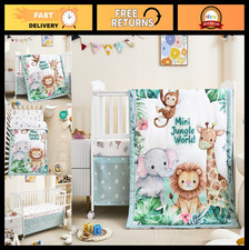3-Piece Safari Crib Bedding Set - Ultra Soft Baby Comforter, Sheet Skirt