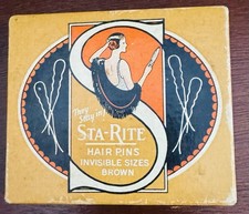 Vintage 1920 s Sta-Rite Invisible Sizes Hair Pins - Made in USA