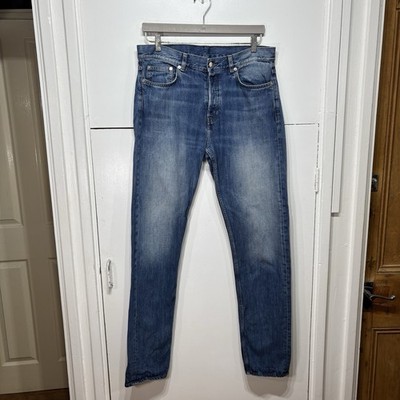 Arket Herren Jeans Blau Regular Straight 13oz Bio Baumwolle Denim W32 L34
