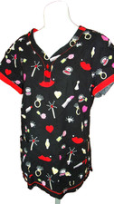 Super Cute  Women's Printed Scrub Top by KOI, Beauty Diva, Approx. Size Medium