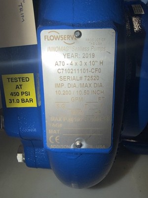 Innomag Floweserve pump ''wet-end'', 4x3x10H, 10.20'' trim, A70, TB MagC design