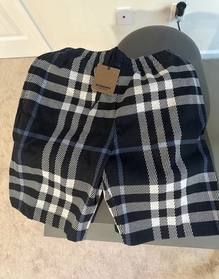 Burberry Check Jacquard Shorts 'White/Dark Blue' plaid check sweat