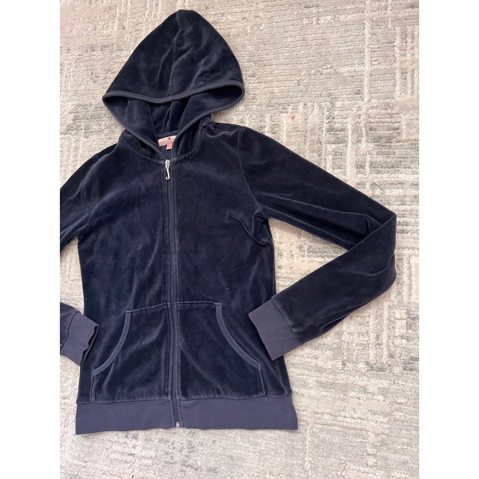 Juicy Couture Kids Girls Velour Zip Up Hoodie Jacket Y2K Blue Size 12 - Image 2 of 4