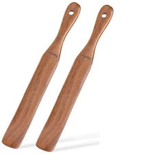 2 Pack Wooden Spurtle for Sourdough Starter, Mixing, Reaching Bottom of Jar, ...