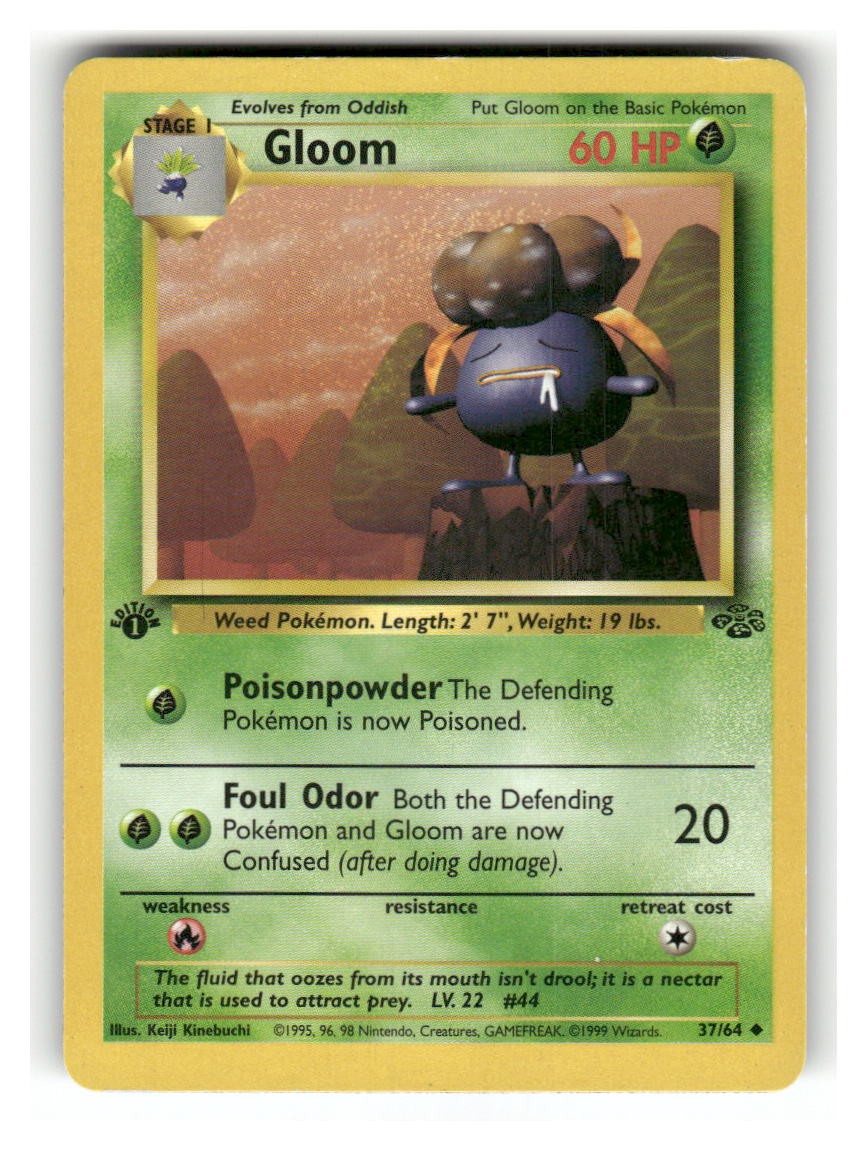 Gloom 37/64 Uncommon Jungle Pokemon 1st Edition Moderately Played
