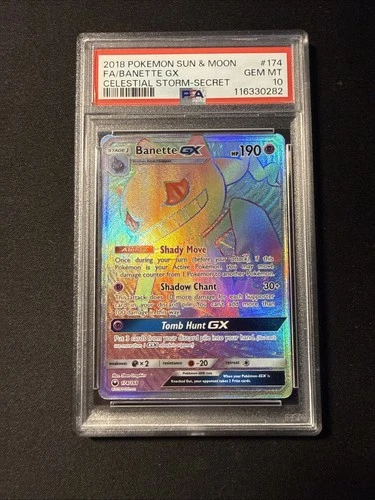 2018 Pokemon Sun & Moon Celestial Storm Banette GX Secret  #174 Psa10