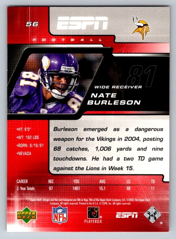 2005 Upper Deck ESPN - Nate Burleson #56 - Image 2 of 2