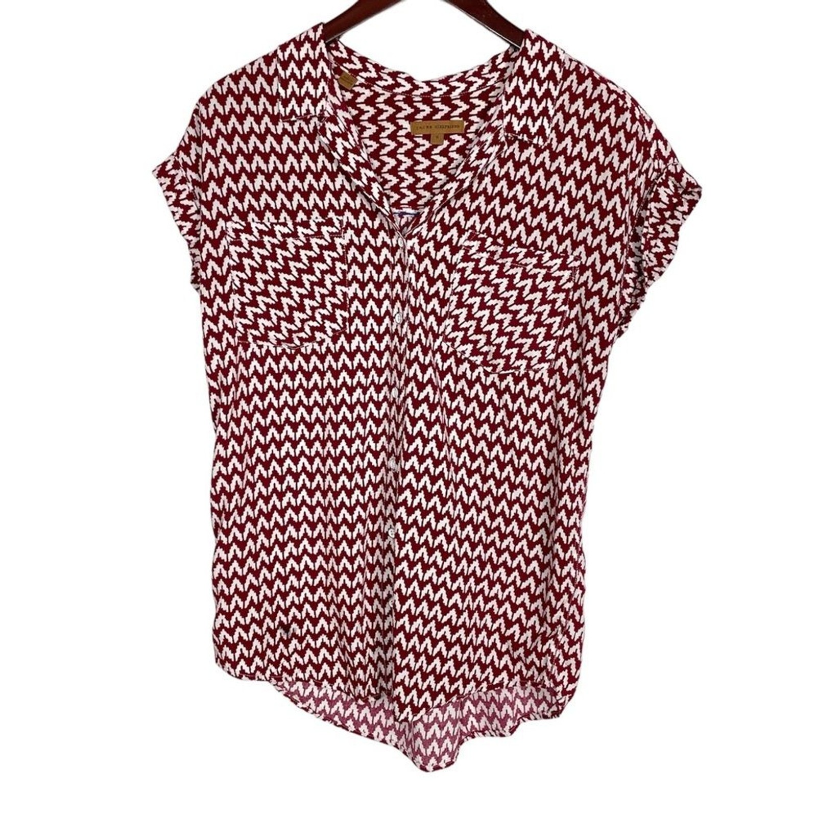 Jachs Girlfriend Button Down Patterned Tencel Blo… - image 1