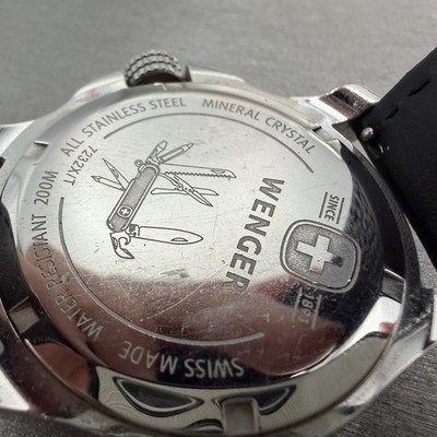 Wenger Battalion Dive Watch Men 40mm Black Dial Silver Date Round