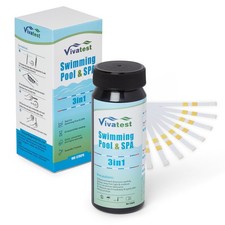 VivaTest 3-in-1 Pool & Hot Tub Water Test Strips – 100 Pack Chlorine pH Alkalini